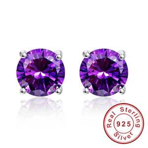 925 Silver Wedding Amethyst Purple Earrings Set