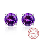 925 Silver Wedding Amethyst Purple Earrings Set