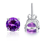 925 Silver Wedding Amethyst Purple Earrings Set