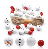 40pcs 20MM Snowman Christmas Round Wooden Beads DIY Halloween Party Decoration