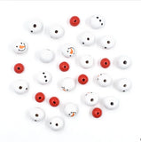 40pcs 20MM Snowman Christmas Round Wooden Beads DIY Halloween Party Decoration