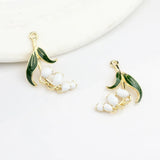 40pcs Lily Flowers Floating Locket Charms DIY Jewelry Accessory