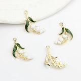 40pcs Lily Flowers Floating Locket Charms DIY Jewelry Accessory