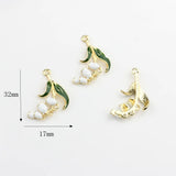 40pcs Lily Flowers Floating Locket Charms DIY Jewelry Accessory