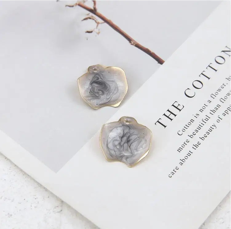 40pcs Petal Shape Alloy Earrings Charms DIY Jewelry Pendants
