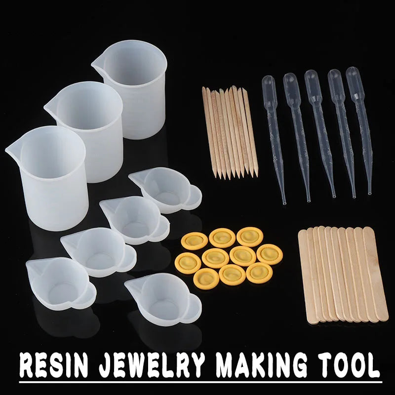 43pcs DIY Silicone Mixing Measuring Cups Resin Mold Casting Jewelry Tool Kit