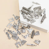 45pcs Mixed Silver Alloy Tower House Building Charms Pendant DIY Keychain Neckla