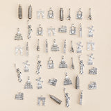 45pcs Mixed Silver Alloy Tower House Building Charms Pendant DIY Keychain Neckla