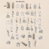 45pcs Mixed Silver Alloy Tower House Building Charms Pendant DIY Keychain Neckla