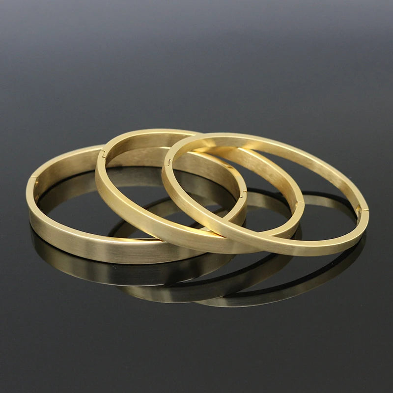 Stainless Steel Round Bangles & Bracelets Gold/Steel Charm Bracelet Women