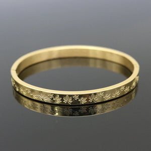 Maple Leaf Pattern Bangle Stainless Steel Bracelet for Women