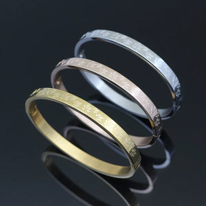 Maple Leaf Pattern Bangle Stainless Steel Bracelet for Women