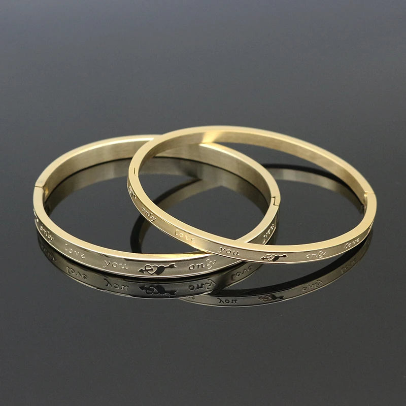 Stainless Steel Love Heart Bangles Bracelets - Women Party Gift