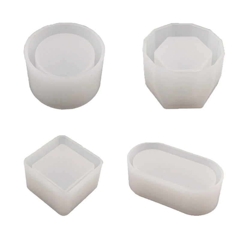 4Pcs Crystal Resin Mold Storage Box Holder Case Silicone Mould