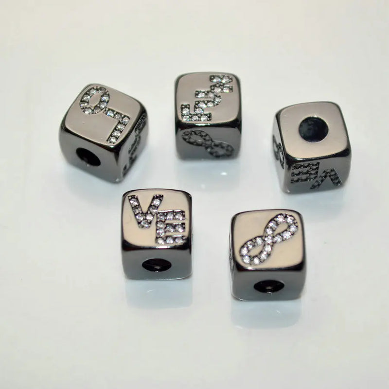 4mm Big Hole LOVE FUN Infinite Symbols Rhinestone Crystal Cubic Loose Beads