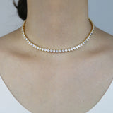 CZ Paved HipHop Choker Necklace - Iced Out Bling Tennis Chain Jewelry
