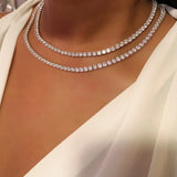 CZ Paved HipHop Choker Necklace - Iced Out Bling Tennis Chain Jewelry