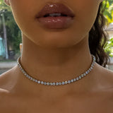 CZ Paved HipHop Choker Necklace - Iced Out Bling Tennis Chain Jewelry