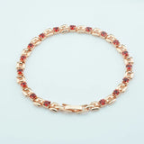 4mm Red/Green/White Stone Women Rose Bracelet Fold Over Clasp Hand Chain