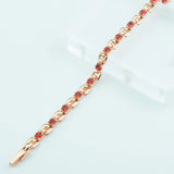 4mm Red/Green/White Stone Women Rose Bracelet Fold Over Clasp Hand Chain