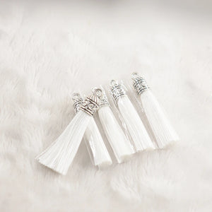 Silver End Caps Silk Tassels Brush Charms DIY Tassels Earring Pendant