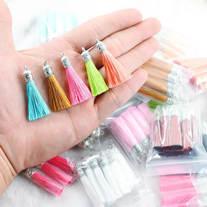 Silver End Caps Silk Tassels Brush Charms DIY Tassels Earring Pendant
