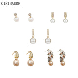 Crystal Zircon Pearl Dangle Earrings 925 Silver Studs