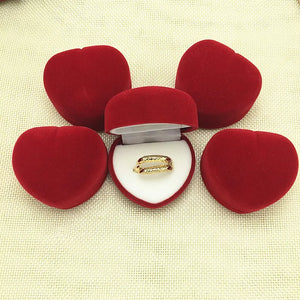 5 Pcs Red Heart Shaped Ring Boxes Mini Display Case Jewelry Packaging