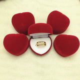 5 Pcs Red Heart Shaped Ring Boxes Mini Display Case Jewelry Packaging