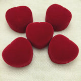 5 Pcs Red Heart Shaped Ring Boxes Mini Display Case Jewelry Packaging