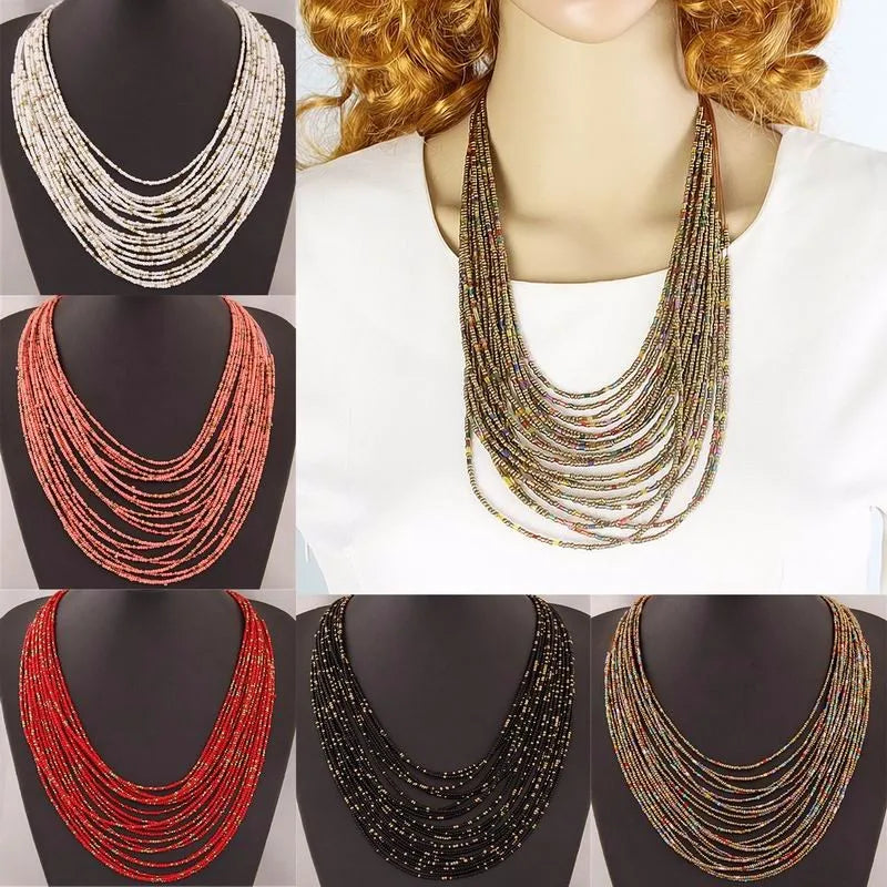 Retro Personality Bohemian Multi-Layer Beads Necklace Jewelry