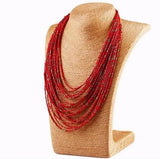 Retro Personality Necklace Bohemian Drop Multi-Layer Rice Beads Necklace Jewelry