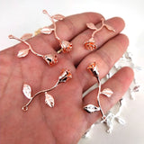 50 pcs Vintage Rose Charm Pendant for Women Jewelry