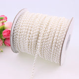 50m/lot 4mm White/Ivory Pearl Flatback Half Round Chain DIY Wedding Dress