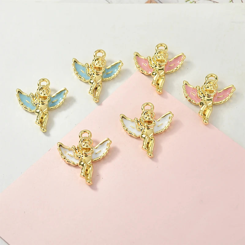 50pcs Oil Drop Angel Princess Girl Floating Pendant Charms DIY 19*17mm