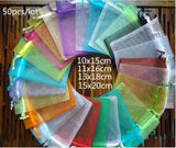 50pcs Jewelry Bags Organza Wedding Christmas Gift Packaging Pouches