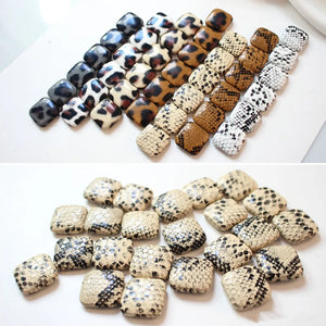 50pcs 18mm Leopard/Snake Print Flatback Cloth Buckle Beads DIY Jewelry Earring