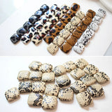 50pcs 18mm Leopard/Snake Print Flatback Cloth Buckle Beads DIY Jewelry Earring