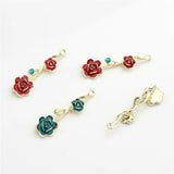 50pcs Alloy Drop Oil Rose Flowers Floating Locket Charms DIY Jewelry Accessory