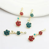 50pcs Alloy Drop Oil Rose Flowers Floating Locket Charms DIY Jewelry Accessory