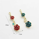 50pcs Alloy Drop Oil Rose Flowers Floating Locket Charms DIY Jewelry Accessory