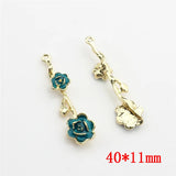 50pcs Alloy Drop Oil Rose Flowers Floating Locket Charms DIY Jewelry Accessory