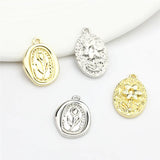 50pcs Cartoon Rose Flowers Alloy Floating Locket Charms DIY Jewelry Accessory