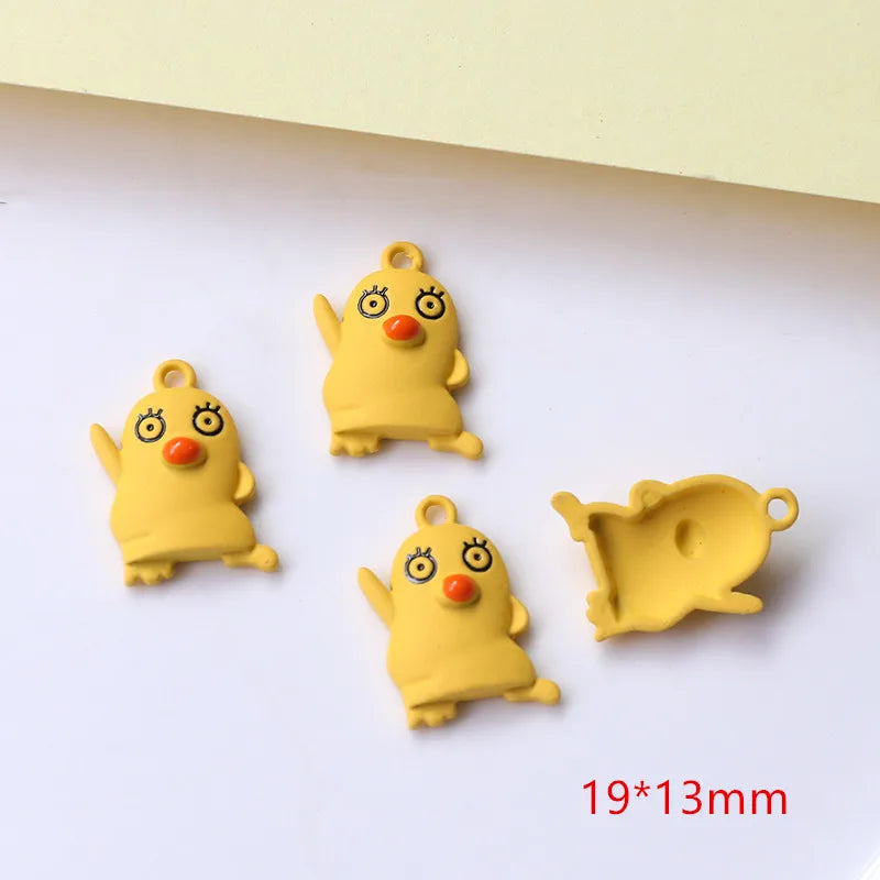 50pcs Rubber Paint Duck Shape Alloy Charms DIY Jewelry Earring Accessory