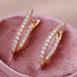 Long Drop Inlay Zircon Earrings Fine Hanging Ear Hoops