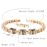 Dark Natural Stone Bracelets with Zircon Lucky Beads