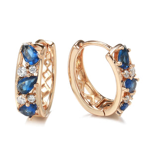 Red Zircon Hoop Earrings for Women CZ Piercing Hoops Climber Wedding Jewelry