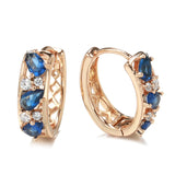 Red Zircon Hoop Earrings for Women CZ Piercing Hoops Climber Wedding Jewelry