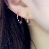 Purple 14K Rose Small Round Bead Hoop Earrings, Sparkling Party Jewelry