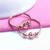 Purple 14K Rose Small Round Bead Hoop Earrings, Sparkling Party Jewelry
